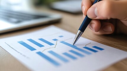 Hand analyzing data charts