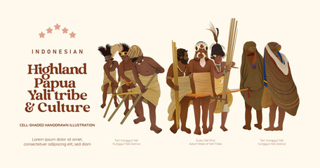 Isolated Highland Papua culture asset illustration from Indonesia