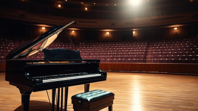 Grand piano in a concert hall