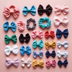 Colorful Fabric Hair Bows and Scrunchies for Girls and Women