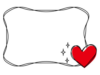 手描きハート付き緩やかな線のフレーム