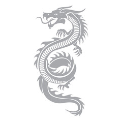 Fototapeta premium chinese dragon silhouette, chinese zodiac, horoscope symbol on white background
