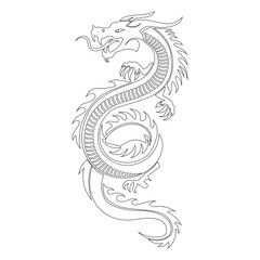 Naklejka premium chinese dragon silhouette, chinese zodiac, horoscope symbol on white background