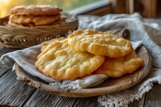 Crisp-edged golden fry bread 
