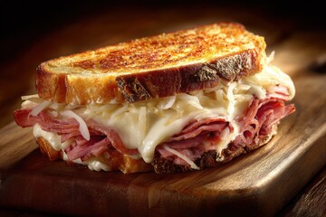 Overflowing Garnished Reuben Sandwich