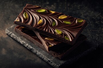 Artfully Broken Dark Chocolate Bar with Pistachios