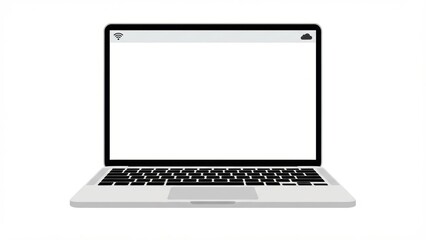 Sleek Laptop Computer with Blank Screen Display on a Minimalist White Background