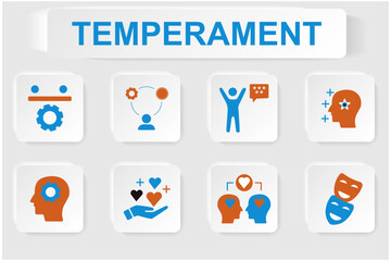 Temperament Icons Set Illustrating Personality Traits And Emotional Intelligence