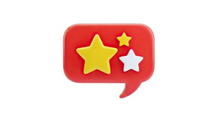 3D Stars in a Red Speech Bubble on White Background