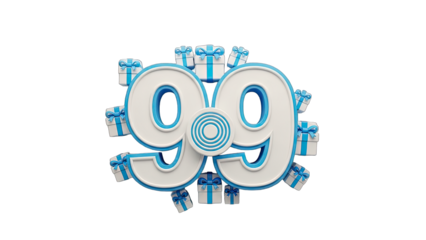 9.9 Sale with Gift Boxes on White Background