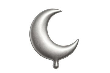 Silver crescent moon dripping liquid metal 3d render