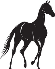 Obraz premium Akhal-Teke Horse Vector Silhouette Black Isolated on White Background