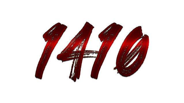 3D blood red number design of 1410 on white background.