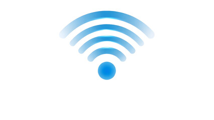 Blue glowing Wi-Fi signal icon representing wireless internet connection and network technology isolated on a clean white background