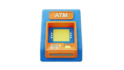 3D Rendered ATM Machine on White Background