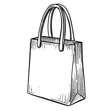 Shopping totebag vector line art hand drawn illustration