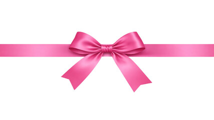 A shiny pink satin ribbon bow is isolated on a white background as a decorative silk knot for a Christmas gift, birthday present, or Valentine celebration wrap design
