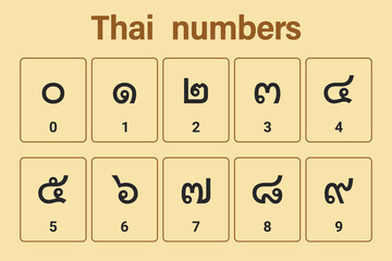 Thai numbers background. Education. Science. School. Vector illustration.