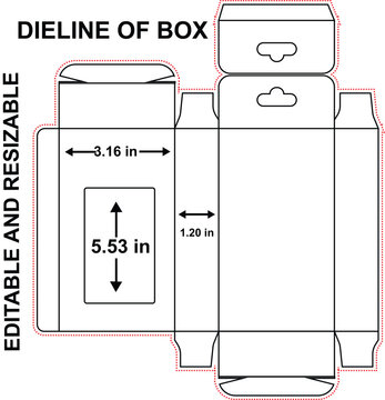 Hanging electronic product box with window dieline