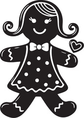 Fototapeta premium cute black and white gingerbread girl seamless pattern for festive holiday food