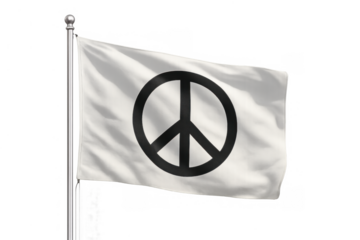 Peace flag waving in wind, representing nonviolence, harmony, and anti-war activism on transparent background