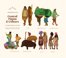 Isolated Indonesian Central Papua cultural asset illustration