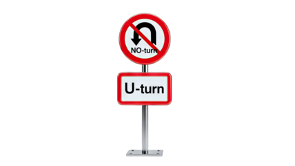 No U-Turn Sign on White Background
