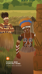 Central Papua Kamoro culture flat design illustration of Indonesian culture