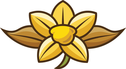 Obraz premium Stylized yellow flower with brown accents and green stem