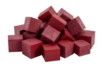 Collection of red wooden cubes