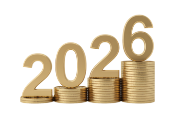 Celebrating 2026 with stacked coins