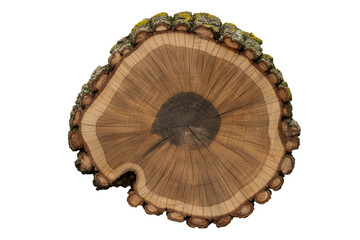 Cross section of tree with fungi