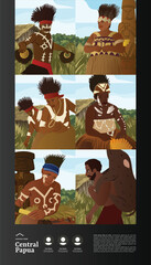 Central Papua Wemawe ancestral statue flat design illustration