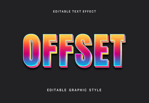 Colorful Offset Text Effect 3D Gradient Rainbow Bold Font