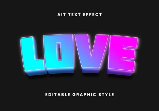 Cyan And Pink Glow Text Effect Gradient 3D Bold Font