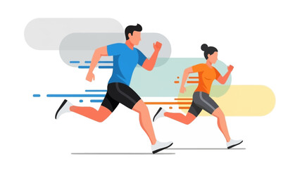 Fitness athletes sprinting during a competition or training session, healthy lifestyle and exercise