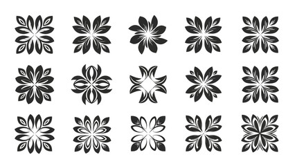 A collection of abstract floral ornamental patterns for decorative design purposes