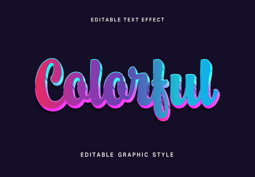 Colorful Offset Text Effect 3D Script Gradient Font