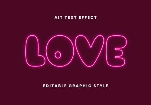 Pink Outline Neon Glow Text Effect
