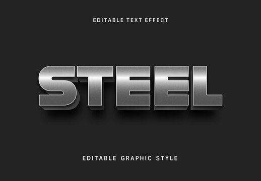 Silver 3D Steel Sign Text Effect Bold Polished Font