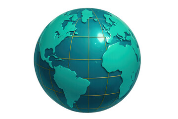 Fototapeta premium Glossy 3d rendering of planet earth, visualizing global connections, worldwide business, and digital data networks