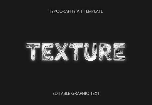 Silver Metal Foil Emboss Text Effect Chrome Shiny Font