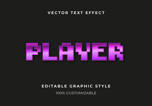 Purple Retro Game Text Effect Glossy Pixel Font