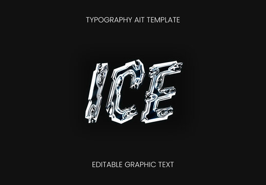 White And Black Frosted Glass Text Effect Ice Crystal Font