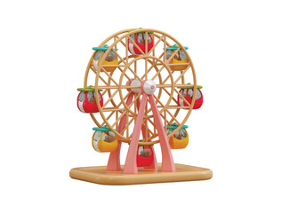 Ferris wheel icon 3d render concept of Colorful ferris wheel amusement park famous city landmark icon vector illustration