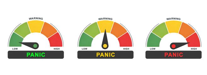 Panic Level Meters Set on White Background 