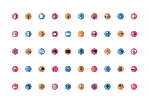Colorful Electric Devices Icons Set