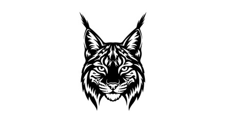 Obraz premium Intense Lynx Head Illustration Black and White.
