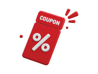 Discount coupon voucher icon 3d render concept of online store discount voucher icon vector illustration