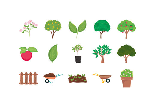 Colorful Cartoon Garden and Planting Set